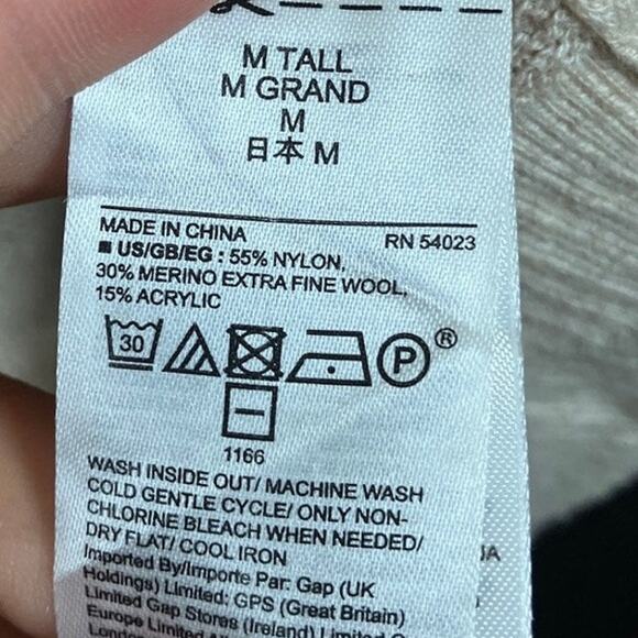 Gap Womens Sweater Cream V Neck Extra Fine Merino Wool Blend Medium Tall - Picture 7 of 12